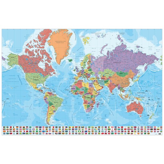 POSTER MAPA MUNDO ITA FISICO POLITICO