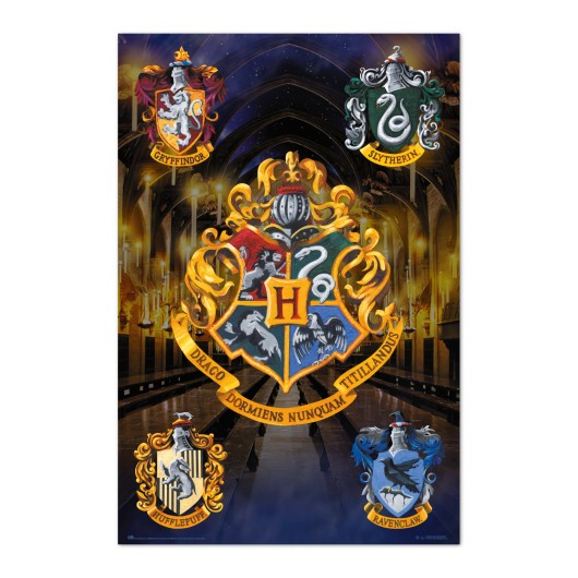 POSTER HARRY POTTER ESCUDOS HOGWARTS