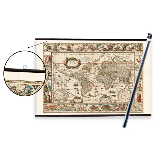 PACK COLGADOR CON POSTER MAPA MUNDO ANTIGUO