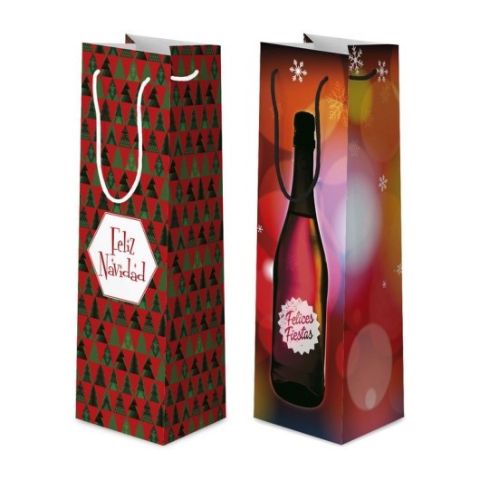 BOLSA REGALO BOTELLA NAVIDAD