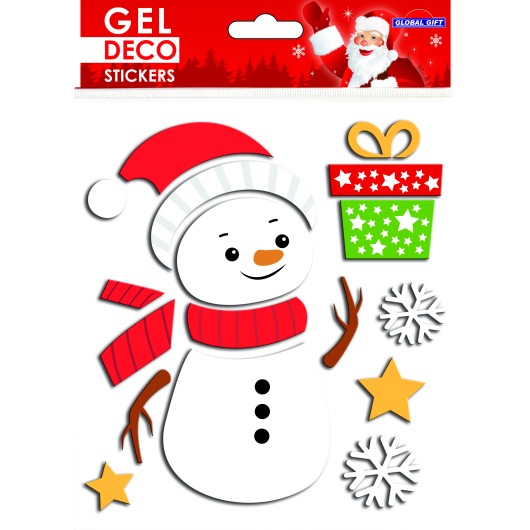 PEGATINAS GEL DECO NAVIDAD MUÑECO DE NIEVE