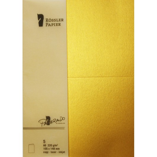 TARJETA A6 PAPERADO 5 UNIDADES ORO