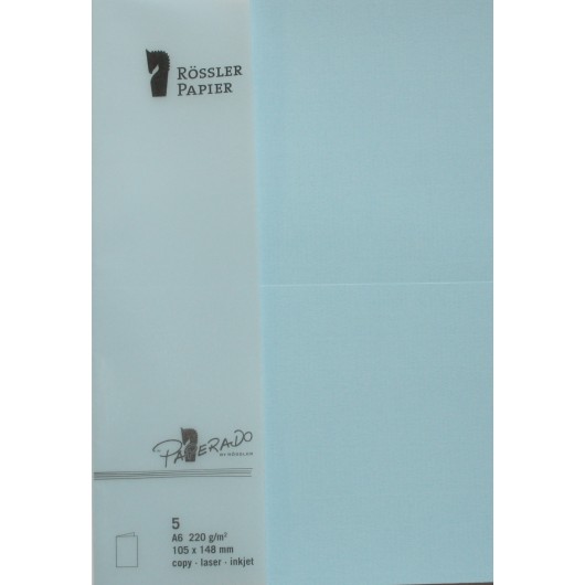 TARJETA A6 PAPERADO 5 UNIDADES AZUL AGUA