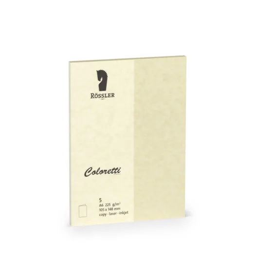 TARJETA A6 DOBLE COLORETTI 5 UNIDADES PERGAMINO CREMA