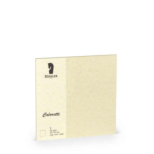 TARJETA DOBLE 157X157 COLORETTI 5 UNIDADES PERGAMINO CREMA