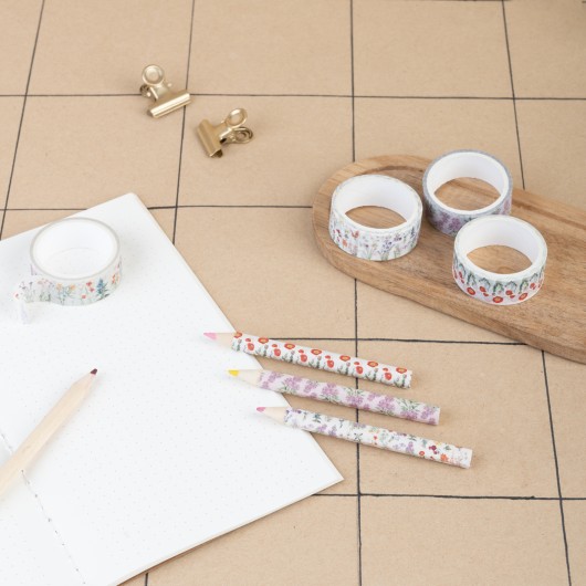SET 4 WASHI TAPE BOTANICAL WILD FLOWERS KOKONOTE