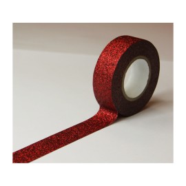 CINTA FUNTAPE MASKING TAPE DECO PURPURINA ROJA