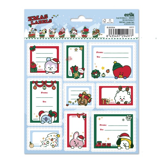 ETIQUETAS ADHESIVAS NAVIDAD BT21