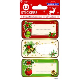 RED AND GREEN DECORATION CHRISTMAS LABELS