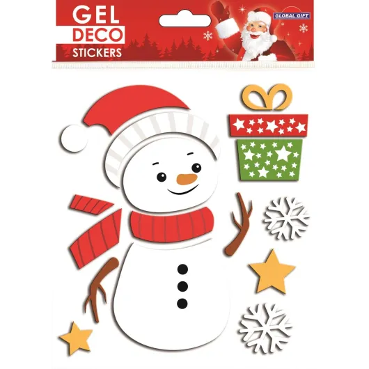 CHRISTMAS DECORATIVE GEL STICKERS SNOWMAN