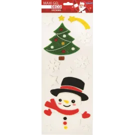 CHRISTMAS DECORATING MAXI GEL STICKERS SNOWMAN AND PINE PINE