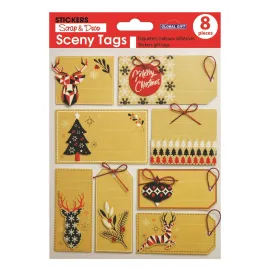 STICKERS SCENY TAG CHRISTMAS SCANDINAVIAN STYLE KRAFT