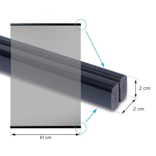 MAGNETIC POSTER DANGLER VERTICAL BLACK