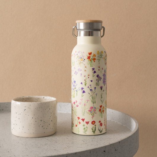 WILD FLOWERS METAL BOTTLE WITH HANDLE