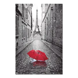 POSTER PARIS-UMBRELLA RED