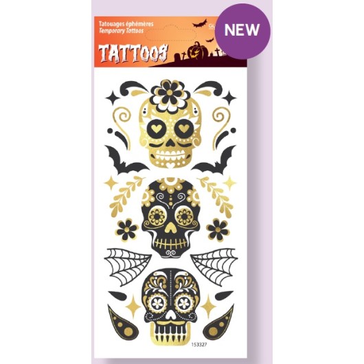 HALLOWEEN CATRINA SKULLS TEMPORARY TATTOOS