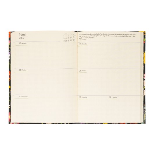 SLEEPLESS GARDEN 2026/2027 WEEK TO VIEW A5 CASEBOUND 17 MONTHS ACADEMIC DIARY
