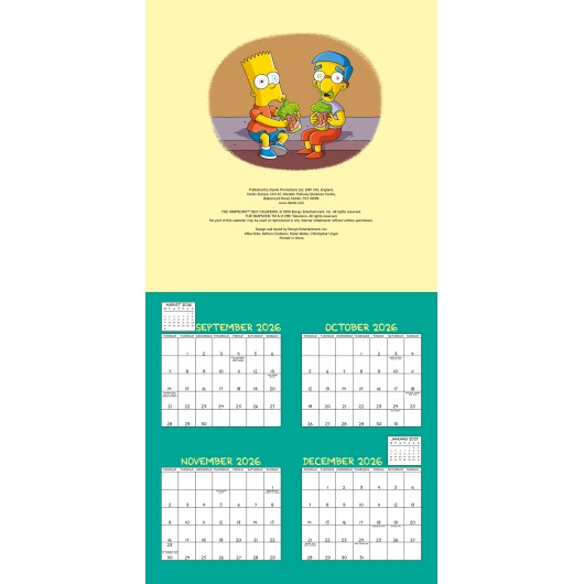 THE SIMPSONS 2027 30X30 CALENDAR (PLASTIC FREE) 