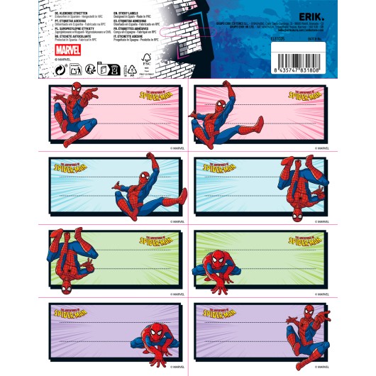 MARVEL SPIDERMAN SELF-ADHESIVE LABELS