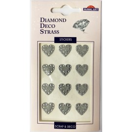 SILVER HEARTS STRASS DIAMOND DECO STICKERS