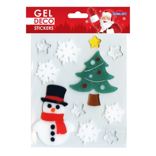 CHRISTMAS DECORATING GEL STICKERS SNOWMAN AND PINE PINE