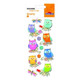 STICKERS SCENY SCRAP & DECO OWLS RELIEF