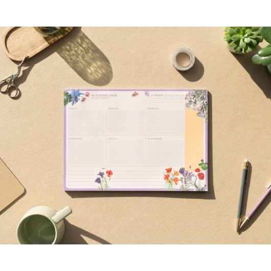 KOKONOTE WILD FLOWERS A4 WEEKLY PLANNER IN GERMAN