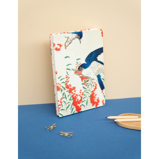 KOKONOTE JAPANESE FLYCATCHERS SEWN A5 NOTEBOOK