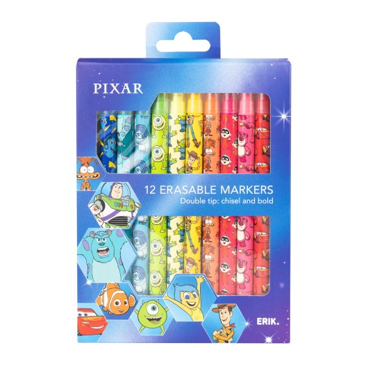 DISNEY PIXAR SET OF 12 ERASEABLE MARKERS