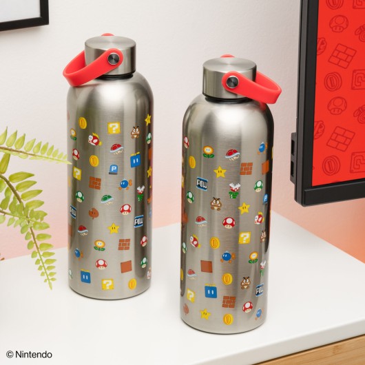 SUPER MARIO ALUMINIUM WATER BOTTLE WITH CARRY LOOP
