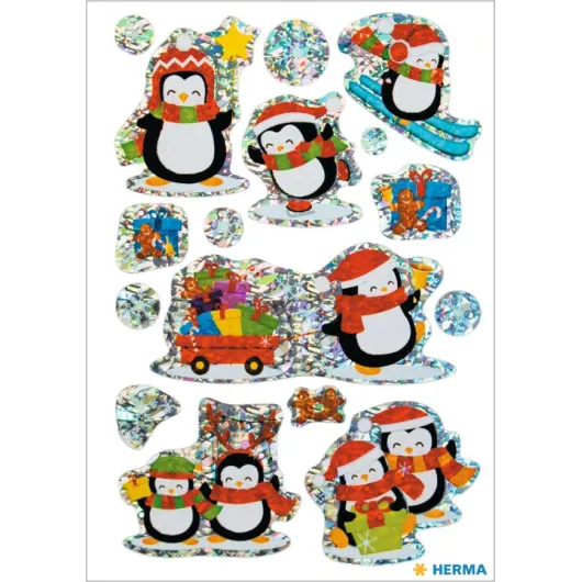 PEGATINAS MAGIC PINGÜINOS NAVIDEÑOS BRILLO