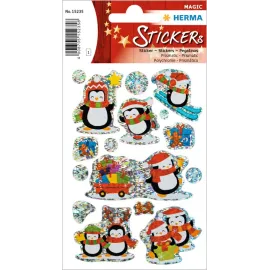 PEGATINAS MAGIC PINGÜINOS NAVIDEÑOS BRILLO 2
