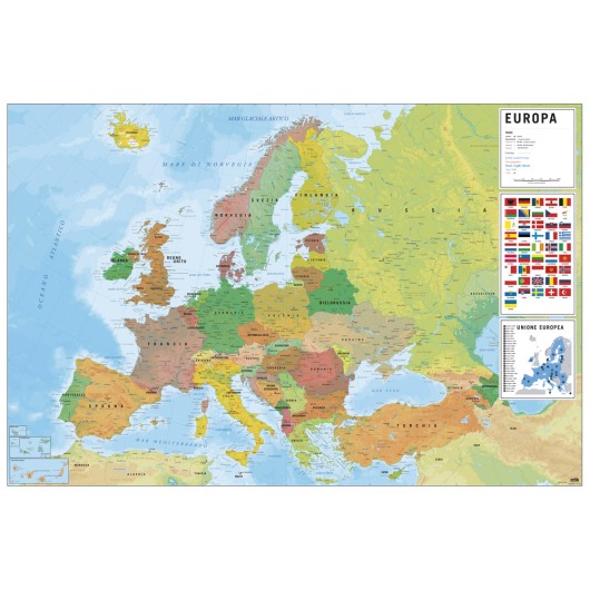 POSTER MAPA EUROPA ITA FISICO POLITICO