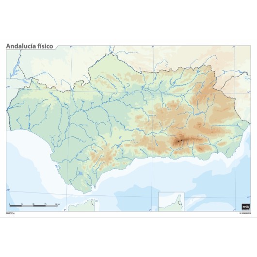 MAPA MUDO ANDALUCIA FISICO