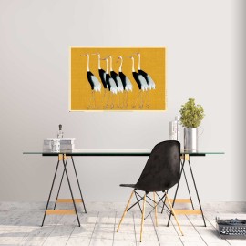 POSTER FLOCK OF BEAUTIFUL JAPANESE RED CROWN CRANE BY O. KORIN 2