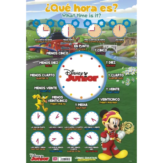 LAMINA EDUCATIVA QUE HORA ES? ESPAÑOL/INGLES