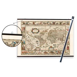 PACK COLGADOR CON POSTER MAPA MUNDO ANTIGUO