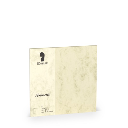 TARJETA DOBLE 157X157 COLORETTI 5 UNIDADES MARMOL CREMA