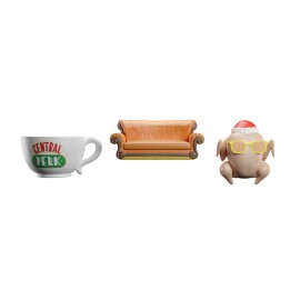 SET DE 3 ADORNOS DE NAVIDAD FRIENDS-PAVO, SOFA Y TAZA CENTRAL PERK