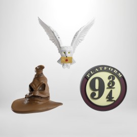 SET DE 3 ADORNOS DE NAVIDAD HARRY POTTER-SOMBRERO SELECCIONADOR, ANDEN 9 3/4 Y HEDWIG