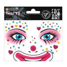 PEGATINAS FACE ART CLOWN ANNIE GLITTERY FOIL