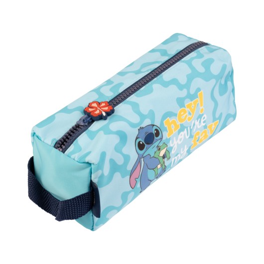 Estuche rectangular Stitch tropical vista lateral con cierre de cremallera