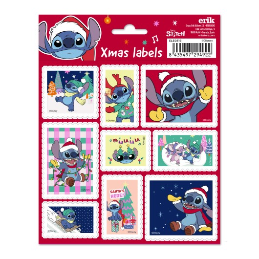 ETIQUETAS ADHESIVAS NAVIDAD DISNEY STITCH