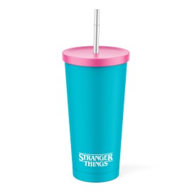 VASO DE ACERO CON PAJITA STRANGER THINGS - RINK-O-MANIA 2