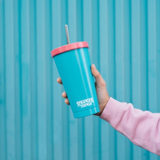 VASO DE ACERO CON PAJITA STRANGER THINGS - RINK-O-MANIA