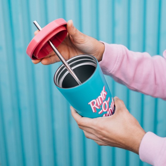 VASO DE ACERO CON PAJITA STRANGER THINGS - RINK-O-MANIA