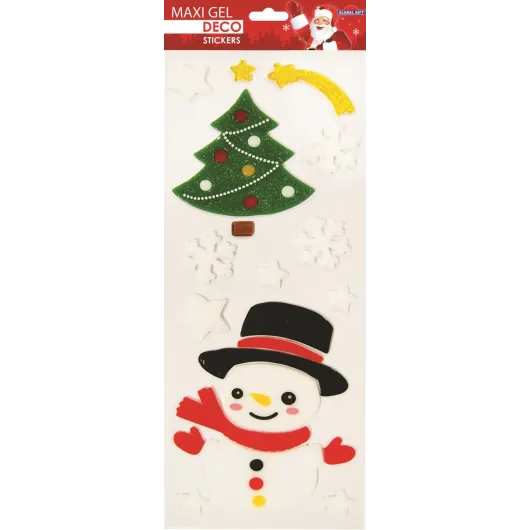 PEGATINAS MAXI GEL DECO NAVIDAD MUÑECO DE NIEVE Y PINO