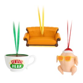 SET DE 3 ADORNOS DE NAVIDAD FRIENDS-PAVO, SOFA Y TAZA CENTRAL PERK 2