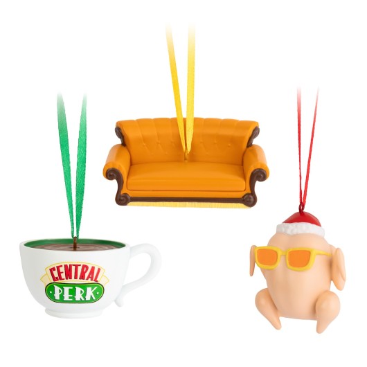SET DE 3 ADORNOS DE NAVIDAD FRIENDS-PAVO, SOFA Y TAZA CENTRAL PERK