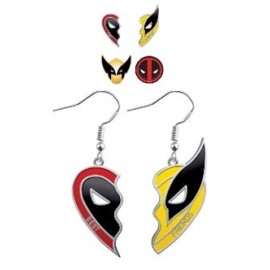 SET DE 3 PENDIENTES MARVEL DEADPOOL Y LOBEZNO